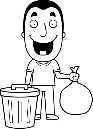 43363337 ein gluecklich cartoon mann der aus dem papierkorb