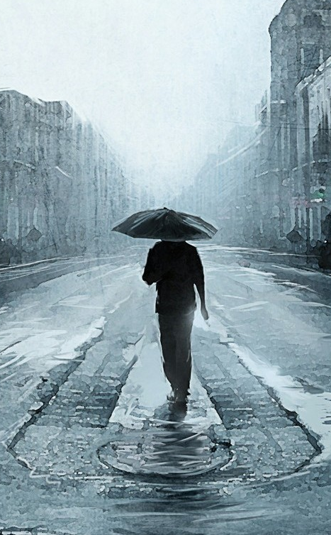 mann im regen